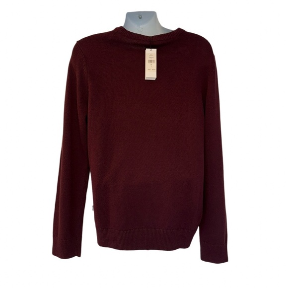 DKNY Men’s Wine Red Crewneck Sweater Size L – NWT – Logo Chest Stripe - Picture 5 of 15